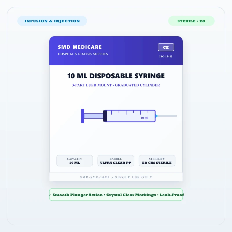 Disposable 10ml Syringe with Needle - Buy Wholesale in India | SMD MEDICARE