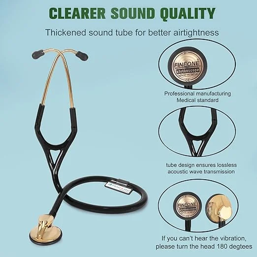 Fine One QUANTUM Brass Stainless Steel Stethoscope medical equipment thumbnail 3